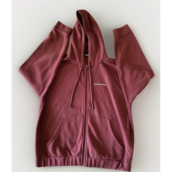 Alphalete Full Zip Hoodie Drawstring Pockets Athleisure Wine Size Large - Picture 1 of 8